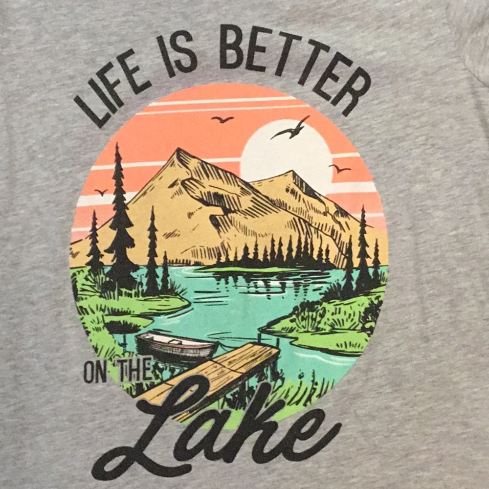 Grey “Life is better at the Lake” tee shirt size XL - Picture 5 of 7